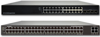 24又は48×10/100/1000Base-T、4×1G/10G SFP+ イーサネットスイッチ：DCGS-2828XB/DCGS-2852X