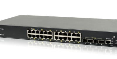 24×10/100/1000Base-T、4×1G/10G SFP+ 10Gイーサネットスイッチ：GSW-4424CM