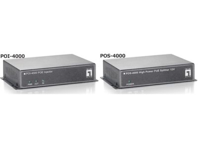 ハイパワーPoE(Power over Ethernet)スプリッタ＆インジェクタ ：POS-4000&POI-4000